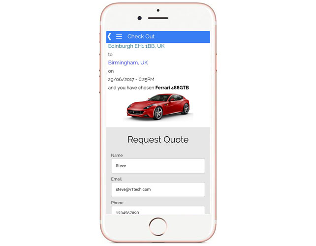 Taxi and chauffeur service Iphone App